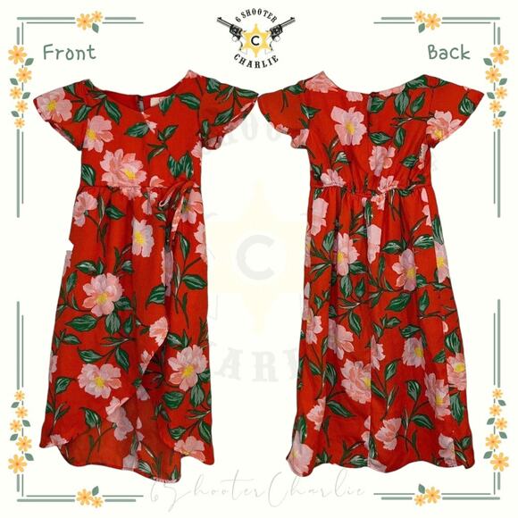 Gianni Bini GB Girls Orange Floral Romper High Low Skirt Size 2T - Picture 1 of 5